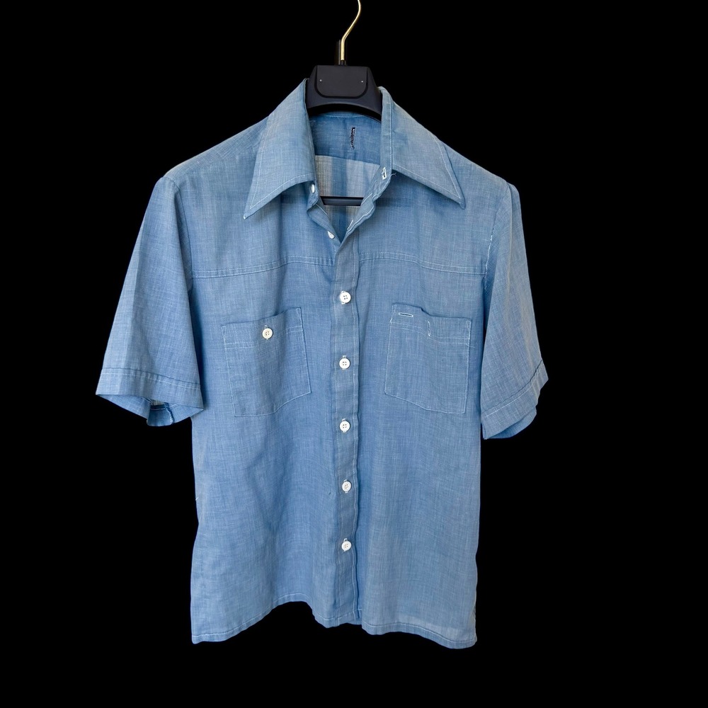 Vintage 60's Big Mac Style Short Sleeve Button Up Shirt M/L Dual Pocket